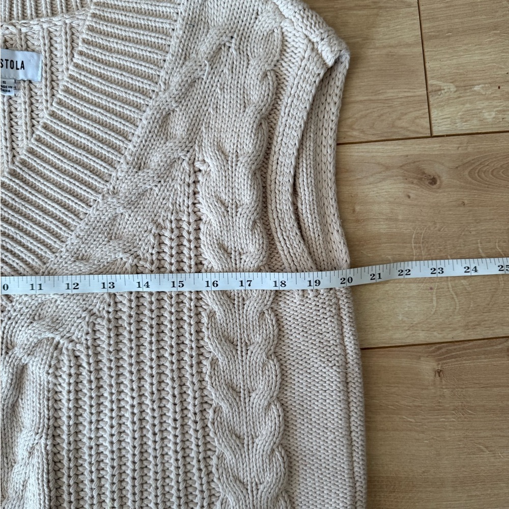 Pistola Kiran Cable Knit Sweater Vest Women’s Small Beige V-Neck Chunky Cotton - Picture 5 of 6